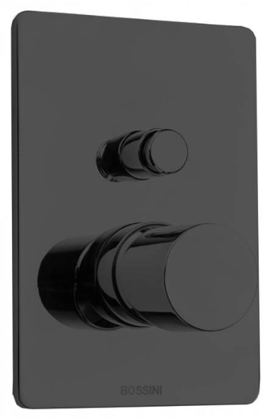 Bossini смеситель для душа с переключателем на 2 выхода, встраиваемый, внешняя часть, цвет nero opaco