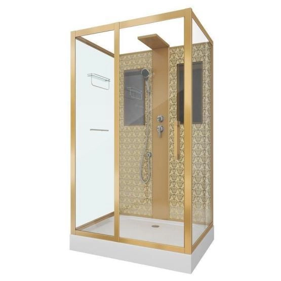 Душевая кабина Niagara Luxe NG-7711GBK (900x1200х2100) низкий поддон стенки ЗОЛОТО БЕЗ КРЫШИ
