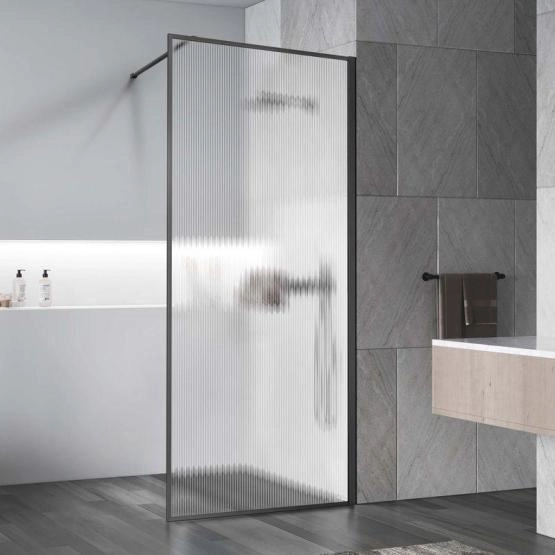 Душевая перегородка Vincea Walk-In VSW-1HP800FLGM, 800*2000, вороненая сталь, стекло рифленое