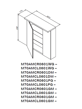 Зеркальный шкаф Am.Pm Spirit 2.0 M70AMCL0601WG 60 см с LED-подсветкой,цвет белый глянец,левый