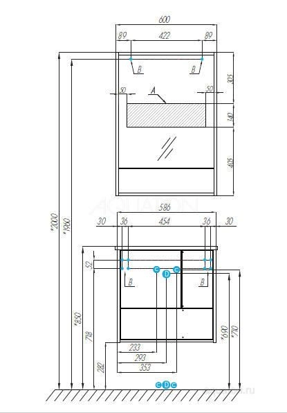 Зеркальный шкаф Aquaton Ривьера 60 белый матовый 1A238902RVX20