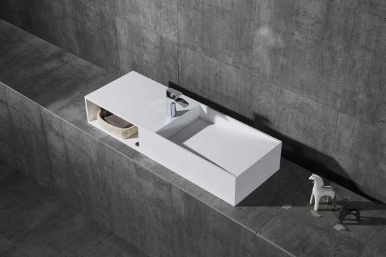 Раковина NT BAGNO NT501 Cagliari Right 1200x420 искусственный камень белый матовый