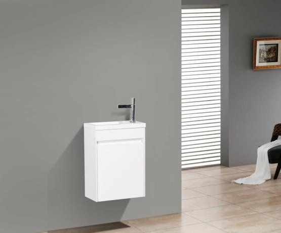 Тумба под раковину Belbagno PIETRA MINI Bianco Lucido Левостороннее подвесная PIETRA MINI-400-1A-SO-BL-L