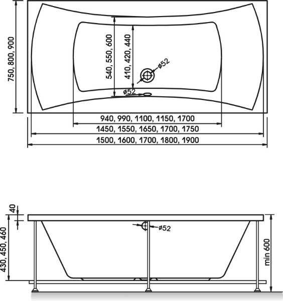 Акриловая ванна Relisan Xenia 150x75