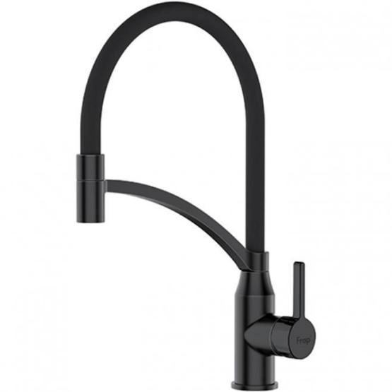 Смеситель для кухни Frap F4552-6 с гибким изливом, черный матовый