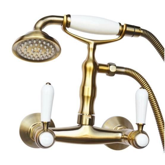 Смеситель Magliezza BIANCO 50111-3-br для душа в комплекте с лейкой TL-3-br золото