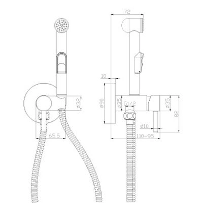 Смеситель Rossinka X25-51 с гигиеническим душем встраиваемый