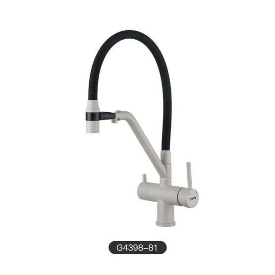 Смеситель Gappo G4398-81 для кухни с подключением фильтра питьевой воды.бел/чёр