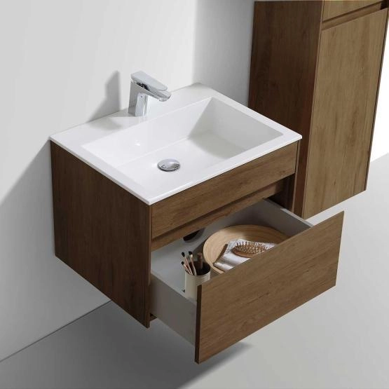Тумба под раковину Vincea Chiara 600 подвесная, 1 ящик soft-close, цвет T.Oak
