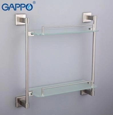 Полка для ванной стеклянная Gappo G1707-2 2-ярусная, 425 мм сатин