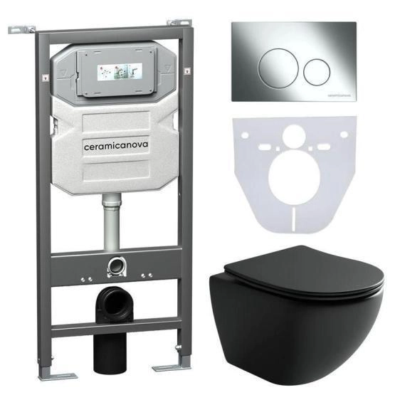 Подвесной унитаз Mono Rimless, глубокий смыв, с крепежом для полностью скрытого монтажа, ультратонким сидением и крышкой с функцией плавного закрытия, дюропласт