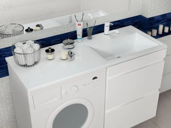Раковина над стиральной машиной Uperwood Марсал 120 см, правая, белая
