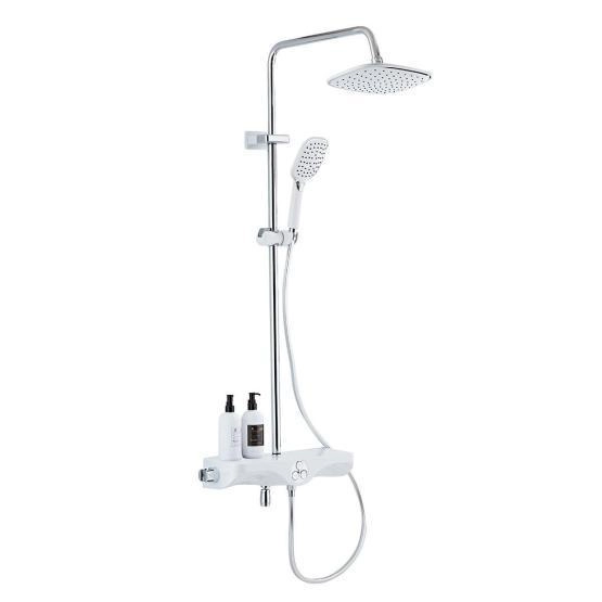 Смесители Azario Душевая стойка с термостатом Azario AZ-821, хром/белый