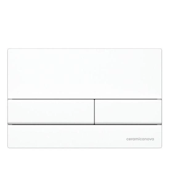 Сет 4 в 1: Подвесной унитаз Metric Rimless арт. CN3007 + Шумоизоляционная панель для инсталляции арт. CN1000 + Система инсталляции для унитазов CERAMICANOVA Envision с кнопкой смыва Flat цвет белый, креплениями, арт. CN1002W