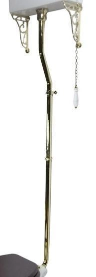 Высокая труба с механизмом слива 7077-DO, с цепочкой и керамической ручкой, с кронштейнами (2 шт.), цвет золото