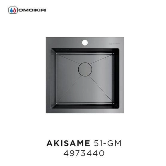 Кухонная мойка Omoikiri Akisame 51-GM 4973440, 510х510, вороненая сталь