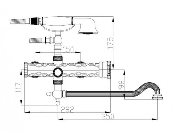 Смеситель для ванны Zorg Antic (A 101WDN-SL) серебро