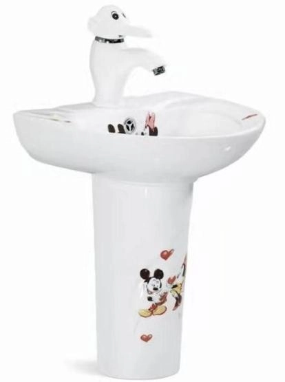 Раковина SantiLine SL-2115 36x34 подвесная керамическая белый с рисунком