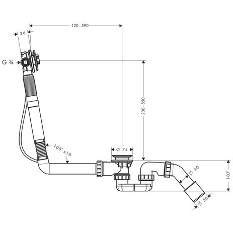 Слив перелив Hansgrohe Exafill S 58116180