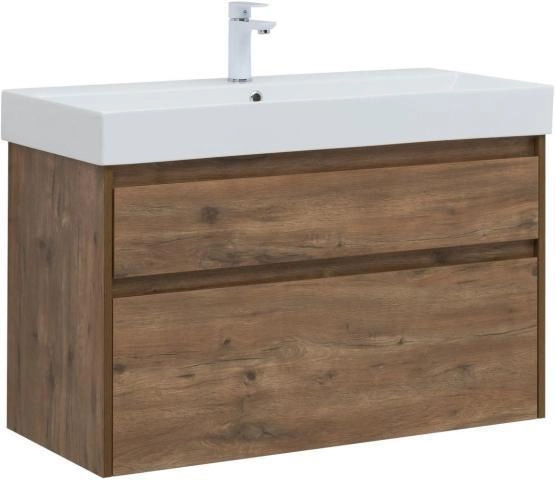 Тумба под раковину Aquanet Nova Lite 100 (SLIM SYNERGY) дуб рустикальный, 2 ящика