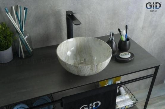 Раковина Gid Mnc487 32x32 на столешницу камень глянцевая