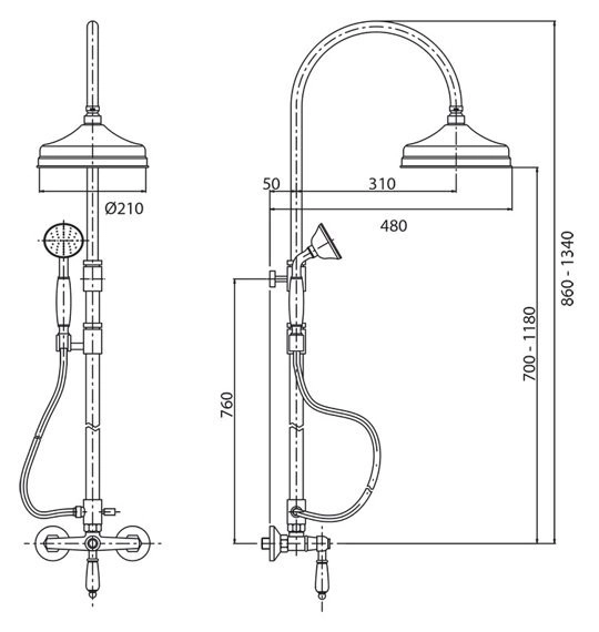 Душевая система CEZARES MARGOT-CD-01-Bi для душа,хром