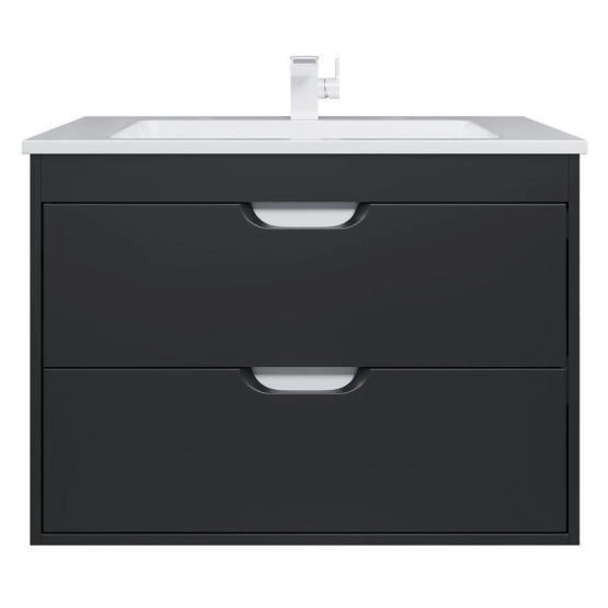 Тумба с раковиной для ванной Uperwood Modul 80 см, подвесная, матовая, черная