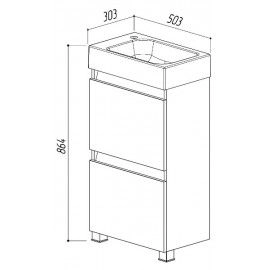 Тумба Belux Темпо Н 50-01 Белый глянцевый напольная под умывальник Темпо 500