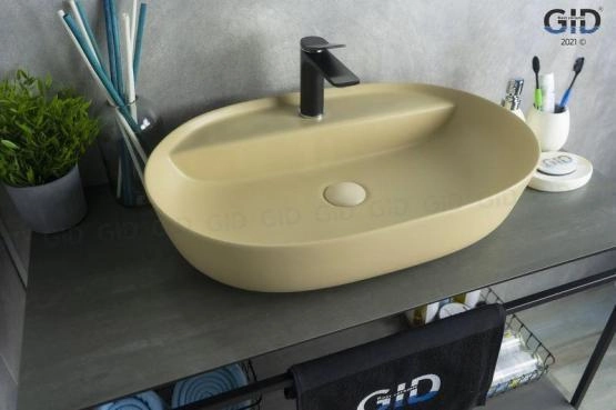 Раковина Gid Sr1346 61x41 на столешницу светло-коричневая матовая
