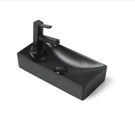 Раковина SantiLine SL-2009RMB керамическая, накладная/подвесная (черная матовая)