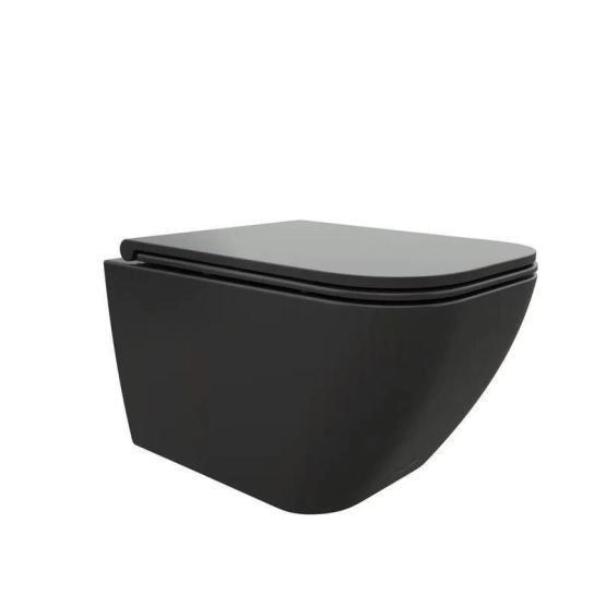 Унитаз Cerutti SPA MIMI Aria MB подвесной безободковый черный матовый CT8920 (510х350х355)