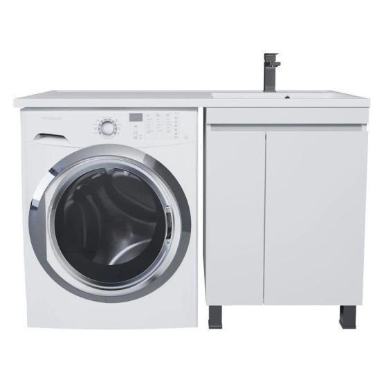 Тумба под стиральную машину Uperwood Magenta, 50 см, напольная, белая, с дверцами