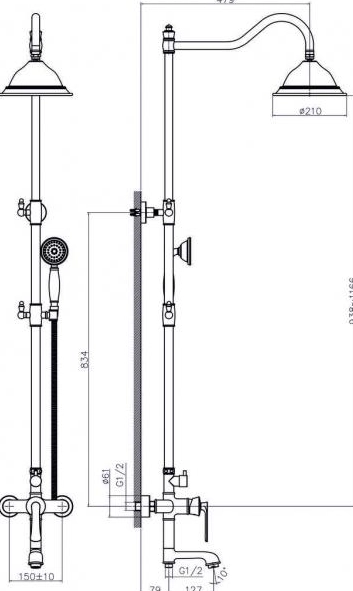 Душевая система RUSH Flores со смесителем для ванны с поворотным изливом, золото (FLG0835-5)