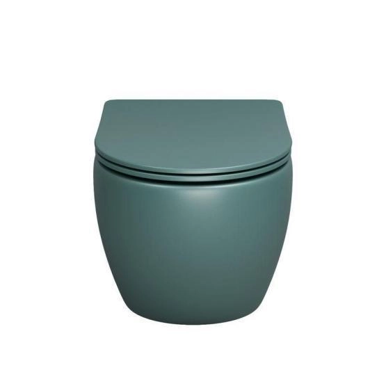 Унитаз Grossman GR-4455OLMS Color (485*360*375) ЗЕЛЕНЫЙ МАТОВЫЙ подвесной Безободковый с тонкой крышкой