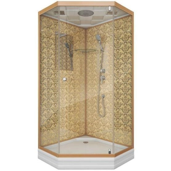 Душевая кабина Niagara Luxe NG-7701DG (900x900х2100) низкий поддон (15см) стенки ЗОЛОТО