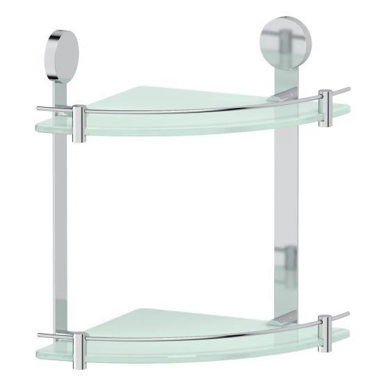 Полка угловая 2-х ярусная 26 cm матовое стекло;  ARTWELLE Harmonie HAR 040 хром