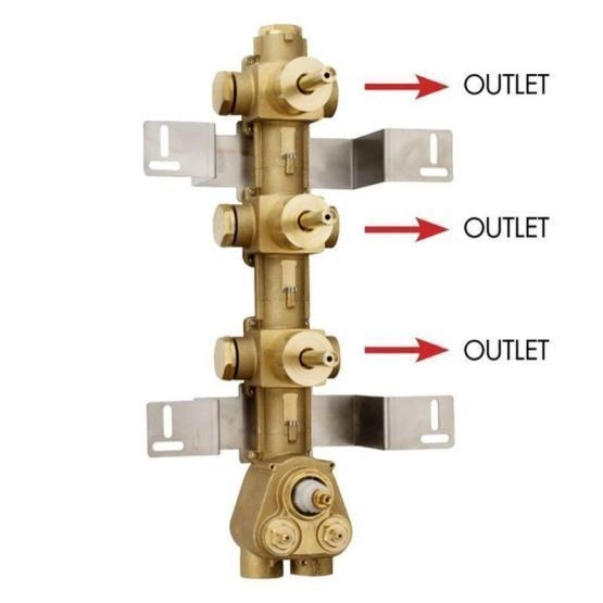 Скрытая часть термостата для душа и ванны Bossini Outlets Z030202000 на 3 выхода