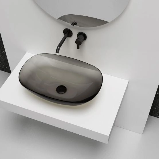 Раковина прозрачная Vincea VBS-6T12B, 540*360*150, накладная, цвет черный смола