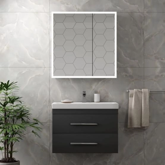 Зеркало-шкаф Континент Reflex LED 800х800 с подсветкой МВК027