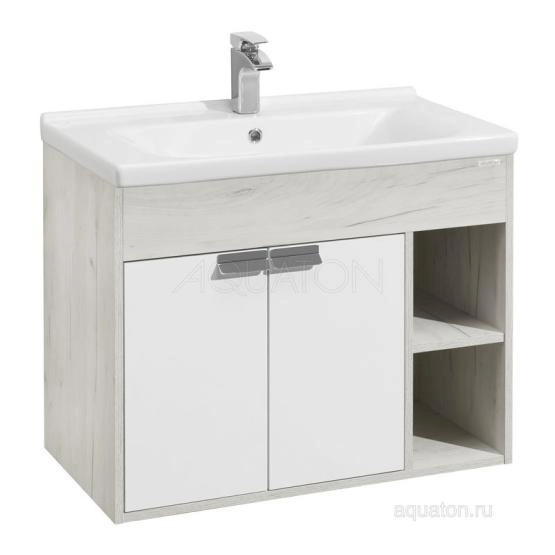 Тумба под раковину Aquaton Флай 1A237401FAX10 80 с ящиком,белый, дуб крафт