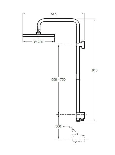 Душевая система Jacob Delafon EO E11716-CP квадратный верхний душ