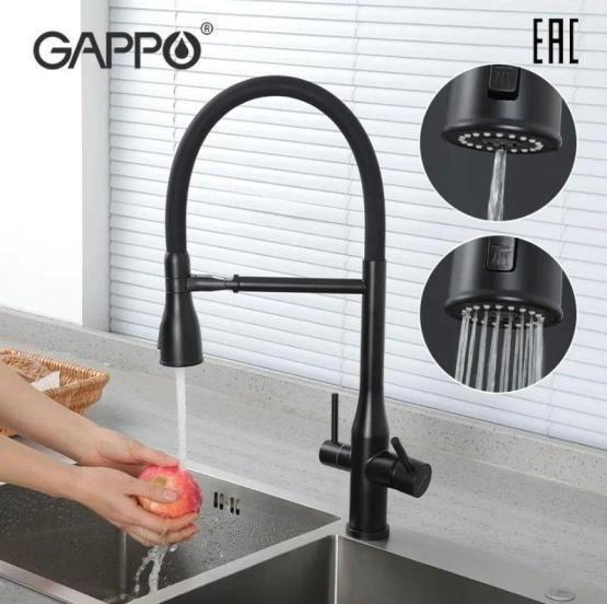 Смеситель Gappo G4399-76 для кухни фильтр д/питьевой воды черный