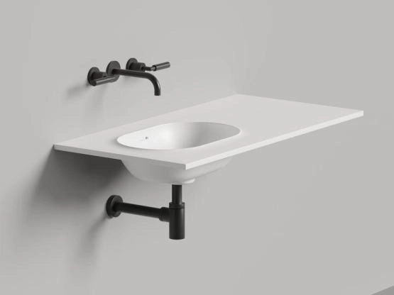 Раковина Salini ONDA EDGE OVAL S-Stone RAL полностью матовая 200x70 14022041MNF столешница без отв.смесителя