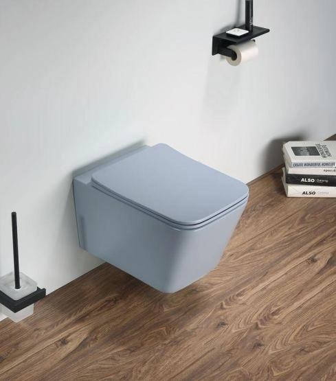 Унитаз Ceramalux 5170MHL подвесной безободковый сиденье микролифт голубой матовый 520x350x345