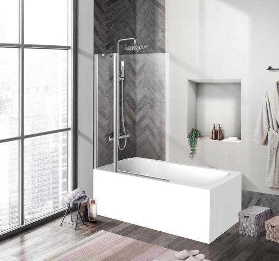 Шторка на ванну BelBagno UNO 90 прозрачное стекло 5 мм профиль хром UNO-V-11-90/150-C-Cr