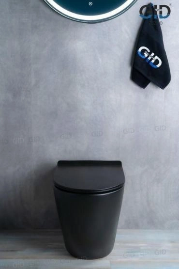 Унитаз Gid TRS-269BM 56 см приставной безободковый микролифт черный матовый
