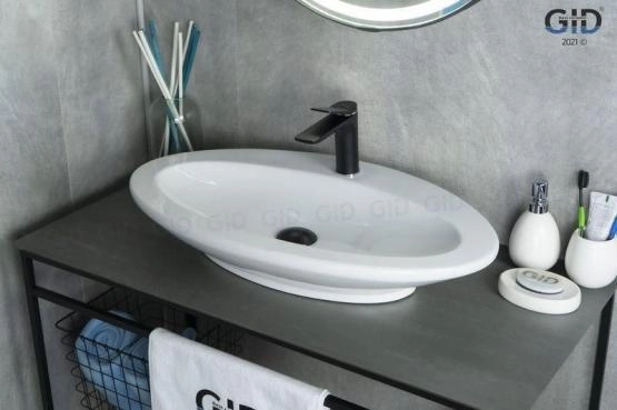 Раковина Gid Tr422 71x42 на столешницу белая