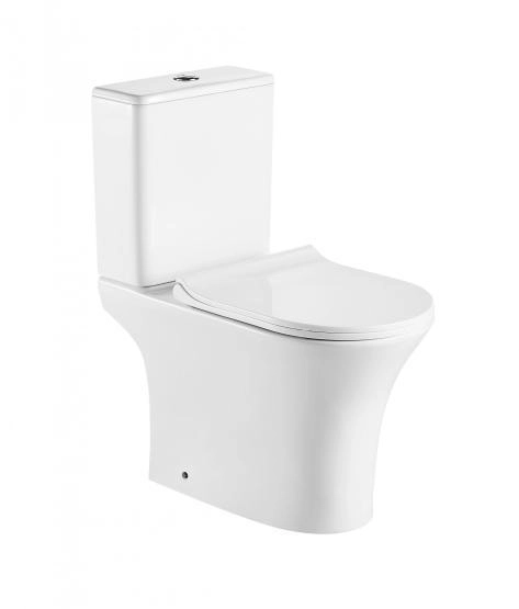 Унитаз напольный Azario FRETTA ROUND 650х340х770 безободковый со смыв.мех. Geberit, бачком и сиденьем микролифт (AZ-1217 + AZ-1216-G)