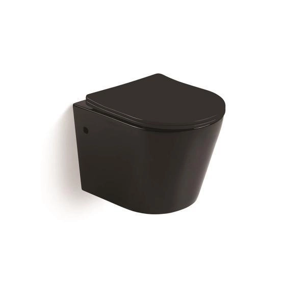 Унитаз CeramaLux B2330B BLACK подвесной безободковый сиденье микролифт