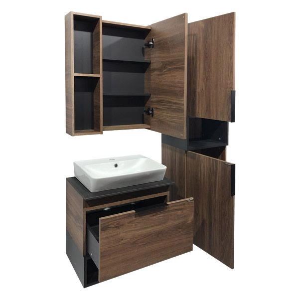 Зеркало шкаф Comforty Штутгарт-60 дуб тёмно-коричневый